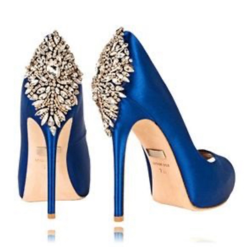 BADGLEY MISCHKA Kiara Satin Peep Toe Pumps Size 10